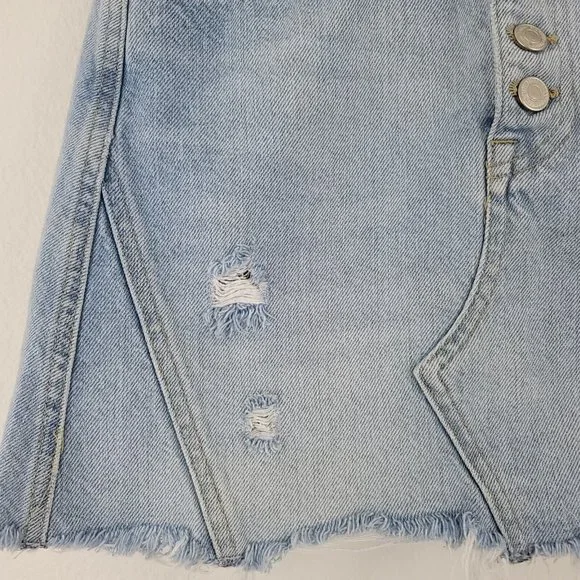 Free People We The Free Button Fly Denim Distressed Mini Skirt Si… - Picture 7 of 14